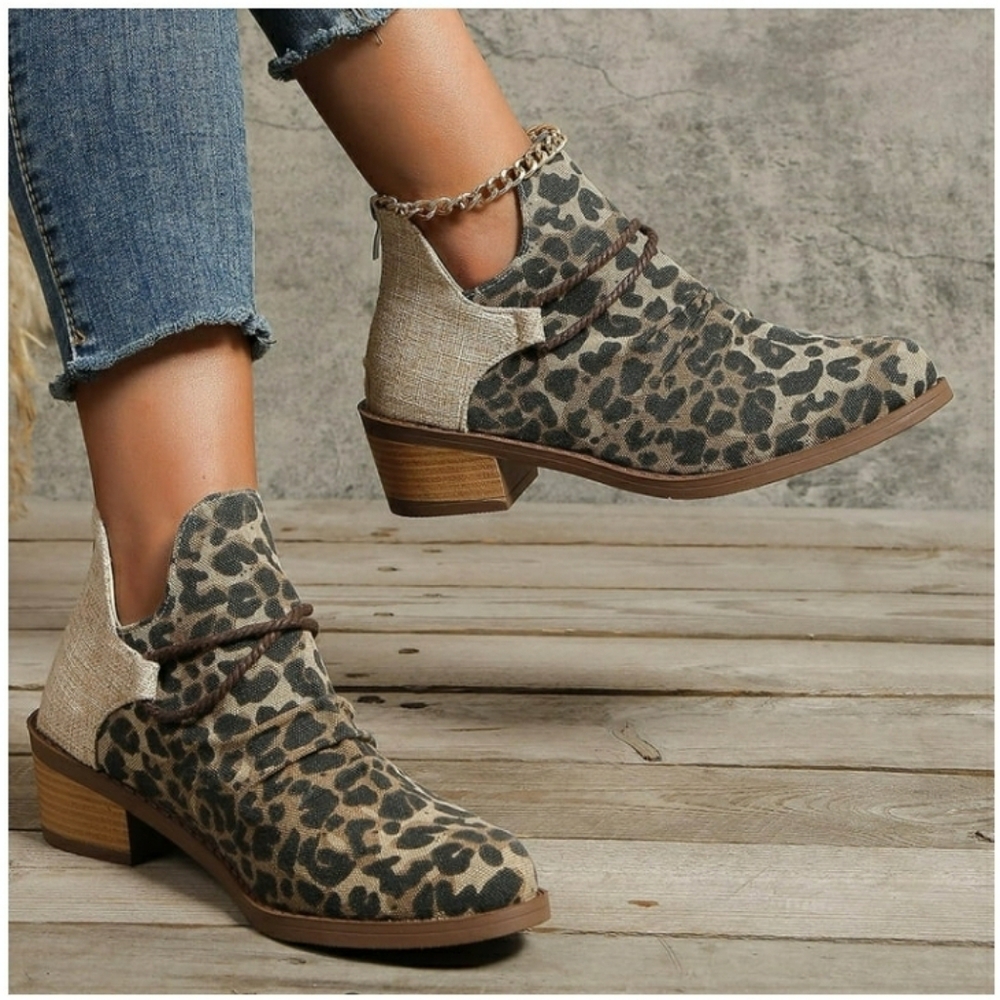 Leopard Print Ankle Boots Booties New Without Tags NWOT